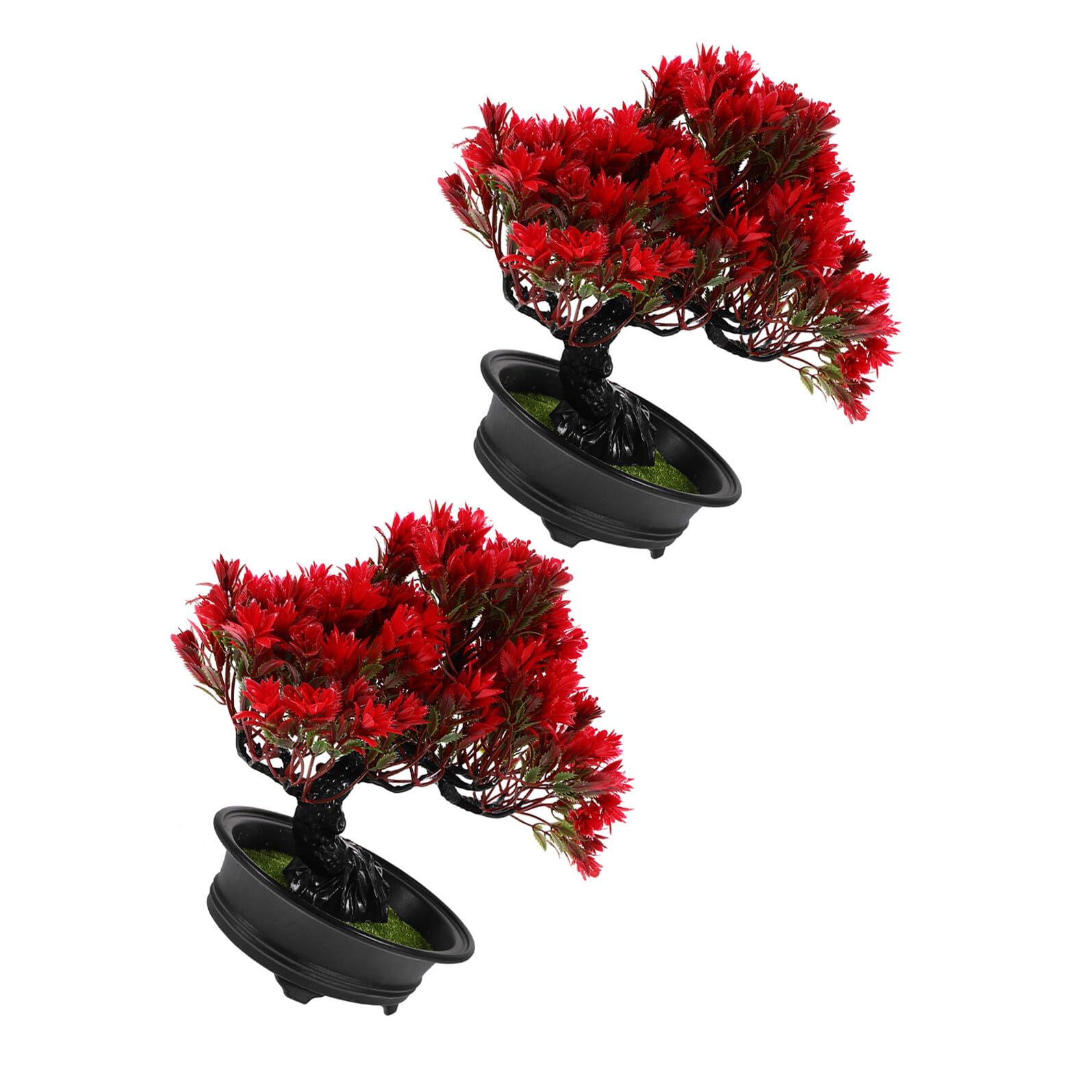 Uonlytech 2 Pezzi Bonsai Artificiale di Pino Rosso in Plastica per Decorazione Zen da Interno, Facile da Posizionare in Ingresso o Collezione Bonsai Aspetto Realistico e Stile Giapponese