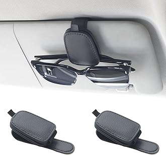 - Yuoyar 2 Packs Sunglasses Holders for Car Visor - Magnetic Leather Sunglasses Holder and Ticket Card Clip - Car Visor Accessories (Black)