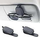 Yuoyar Sunglass Holder for Car, Magnetic Leather Sunglasses Holder and Ticket Card Clip, Car Visor Accessories, 2 Packs (Black)