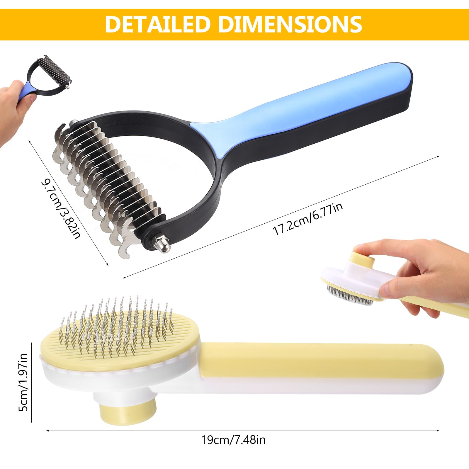2 SetCat Grooming Brush Set, Cat Brush for Short Haired Cats & Long Haired Cats - Image 2