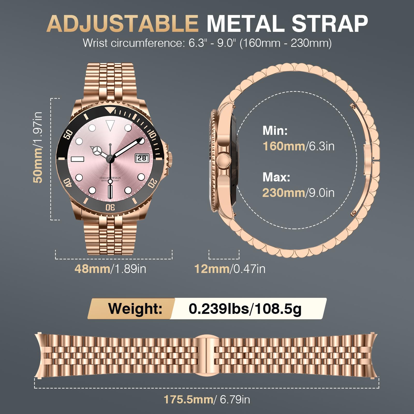 2025 AI Smartwatch Herren Rund, 1.19" Smart Watch mit Anrufe tätigen/Empfangen, 107 Sportmodi Fitnessuhr mit Herzfrequenz/Schrittzähler/Schlafmonitor, Wasserdicht Sportuhr für Android iOS, Gold