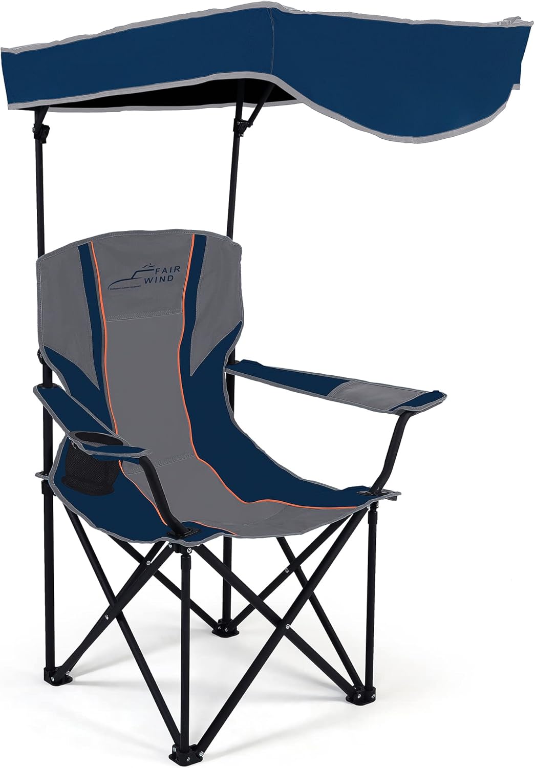 FAIR WIND Oversized Camping Lounge Chair with Adjustable Shade Canopy, Heavy Duty