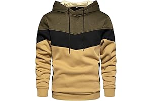 Gesean Men's Cozy Casual Color-Blocked Hoodie with Kangaroo Pocket