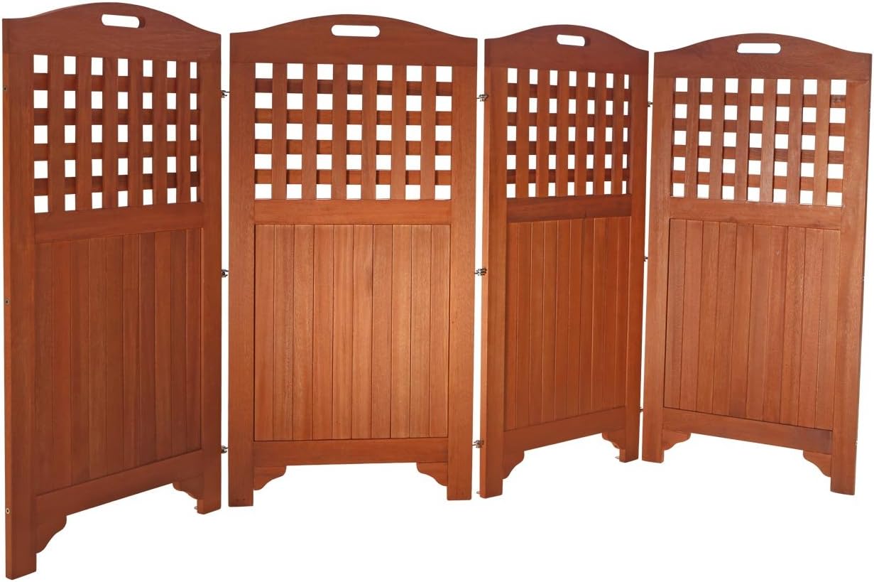VIFAH V163 Malibu Outdoor Wood Privacy Screen with 4