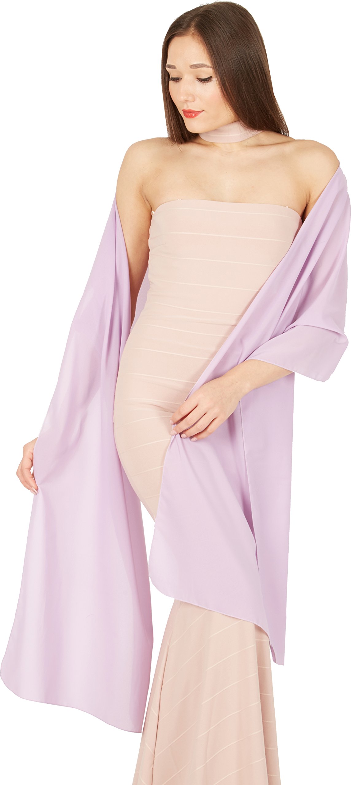 Blackbutterfly Women's Lilac Chiffon Bridesmaid Wedding Evening Shawl Wrap (, 19W / 95L)
