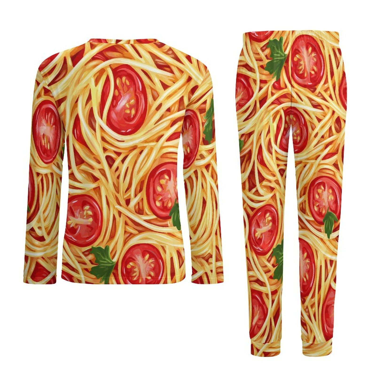 Spaghetti Pasta Noodles Salsa T-omato Morbido Pigiama da Uomo Set Elastico in Vita Indumenti Da Notte Girocollo Manica Lunga Loungewear