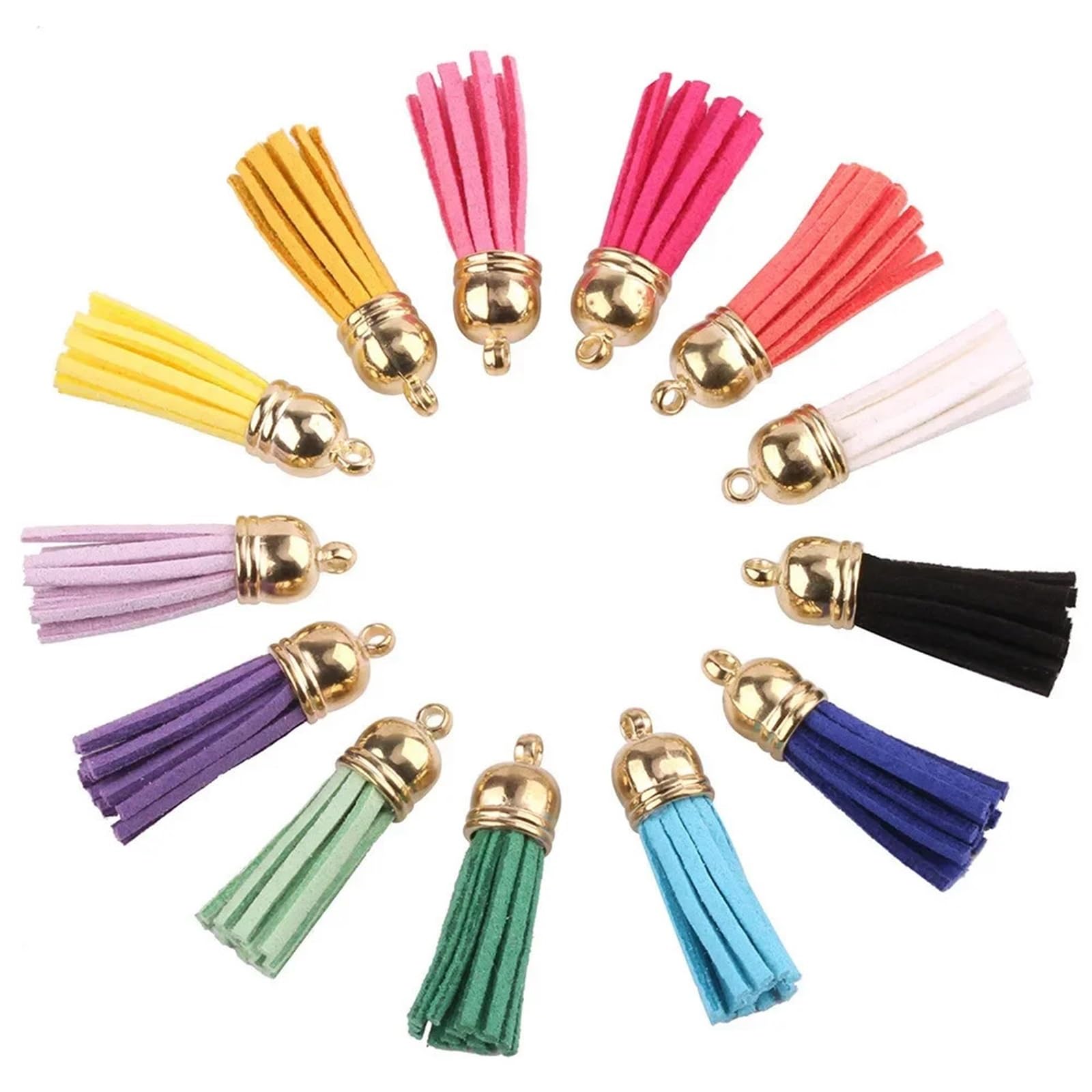 Quasten aus Velourslederimitat, 38 mm, Mini-Quasten, Vintage-Stil, für Schlüsselanhänger, Riemen, Schmuck, Faser-Fransen, DIY-Zubehör, 160 Stück, Beige