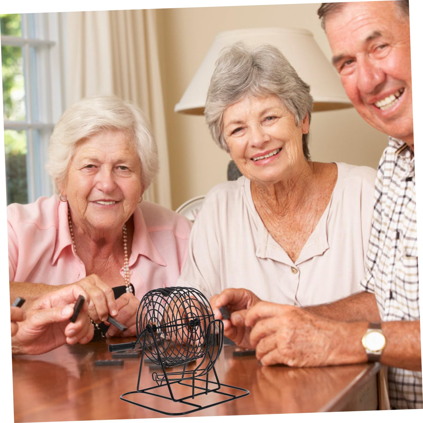 HEMOTON 1 Zestaw Bingo Machine Desktop Games Game Plaything Handheld Machine Metal Cage Emotion Raising Games Wine Party Rekwizyty Machine Toy Toy
