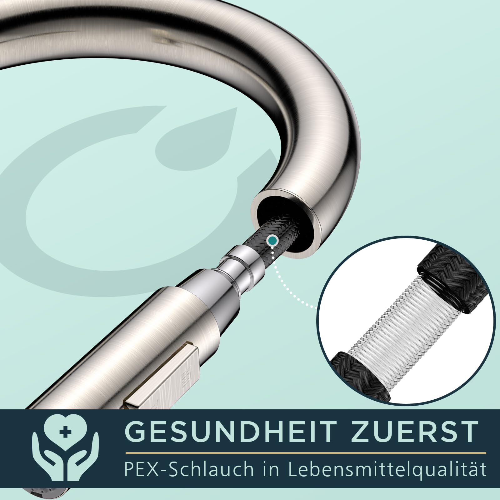 FORIOUS Wasserhahn Küche, Hoher Bogen Küchenarmatur, Edelstahl
