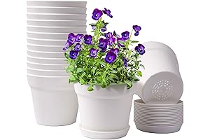 HOMENOTE Pots for Plants, 15 Pack 6 inch Plastic Planters with Multiple...