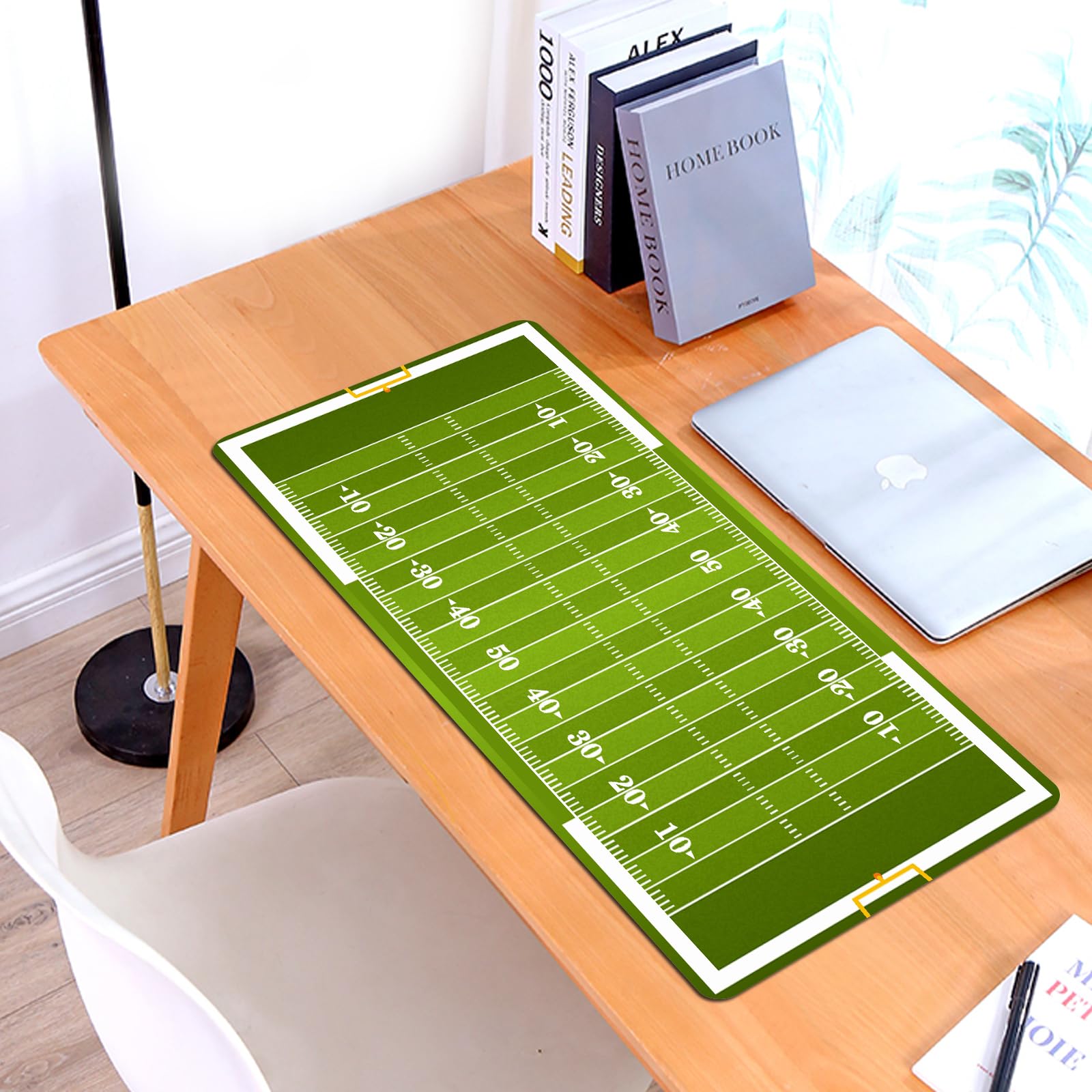 Pad del mouse da gioco (900x400 mm),Campo di football americano. Motivo e texture di erba verde per sfondo,tampone del mouse lavabile, tavolo per laptop, con base di gomma non motorycycle.
