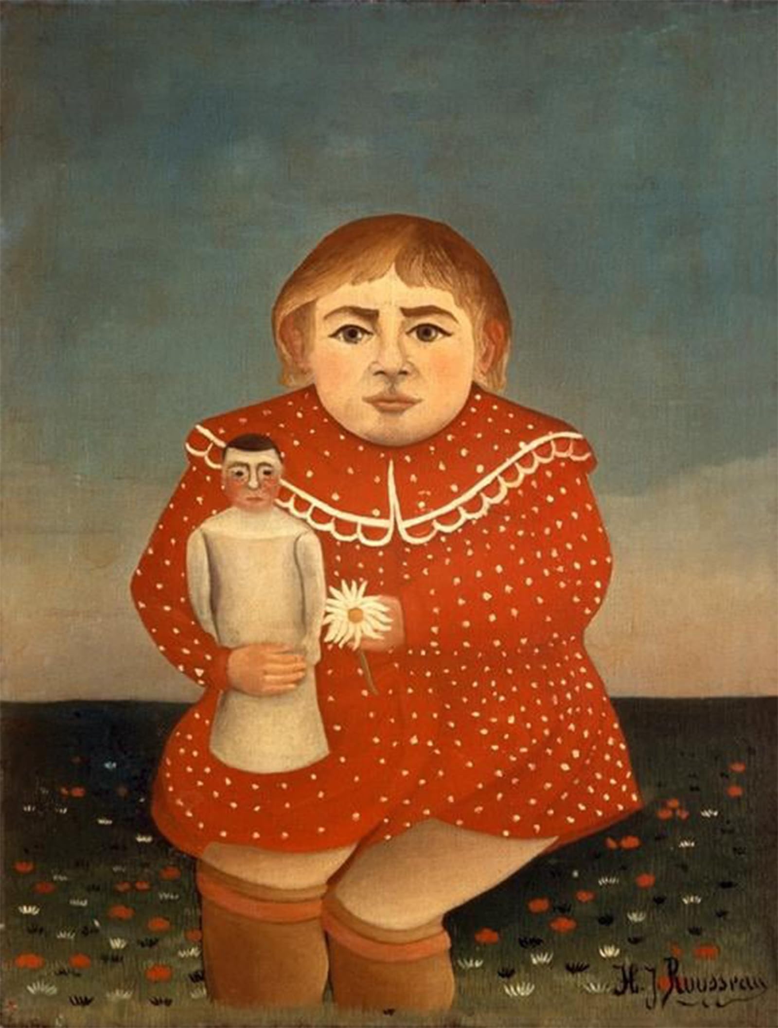 POSTERIIk Famous Animal Posters Vintage Picture the Child with the Doll by Henri Rousseau Modern Wall Decor for Home Decor 60x90cm