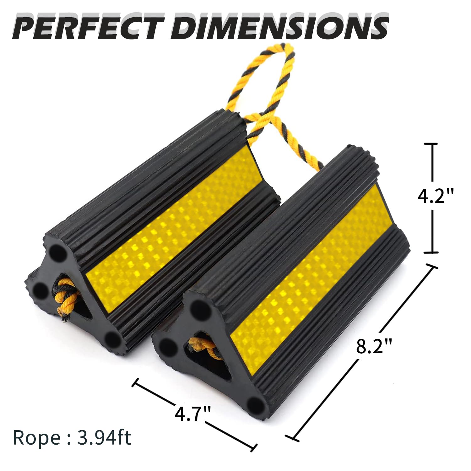 Vacallity Wheel Chocks for Travel Trailers Sturdiness Heavy Duty Solid Rubber Camper Trailer RV Wheel Chock Blocks Aircraft — view 2