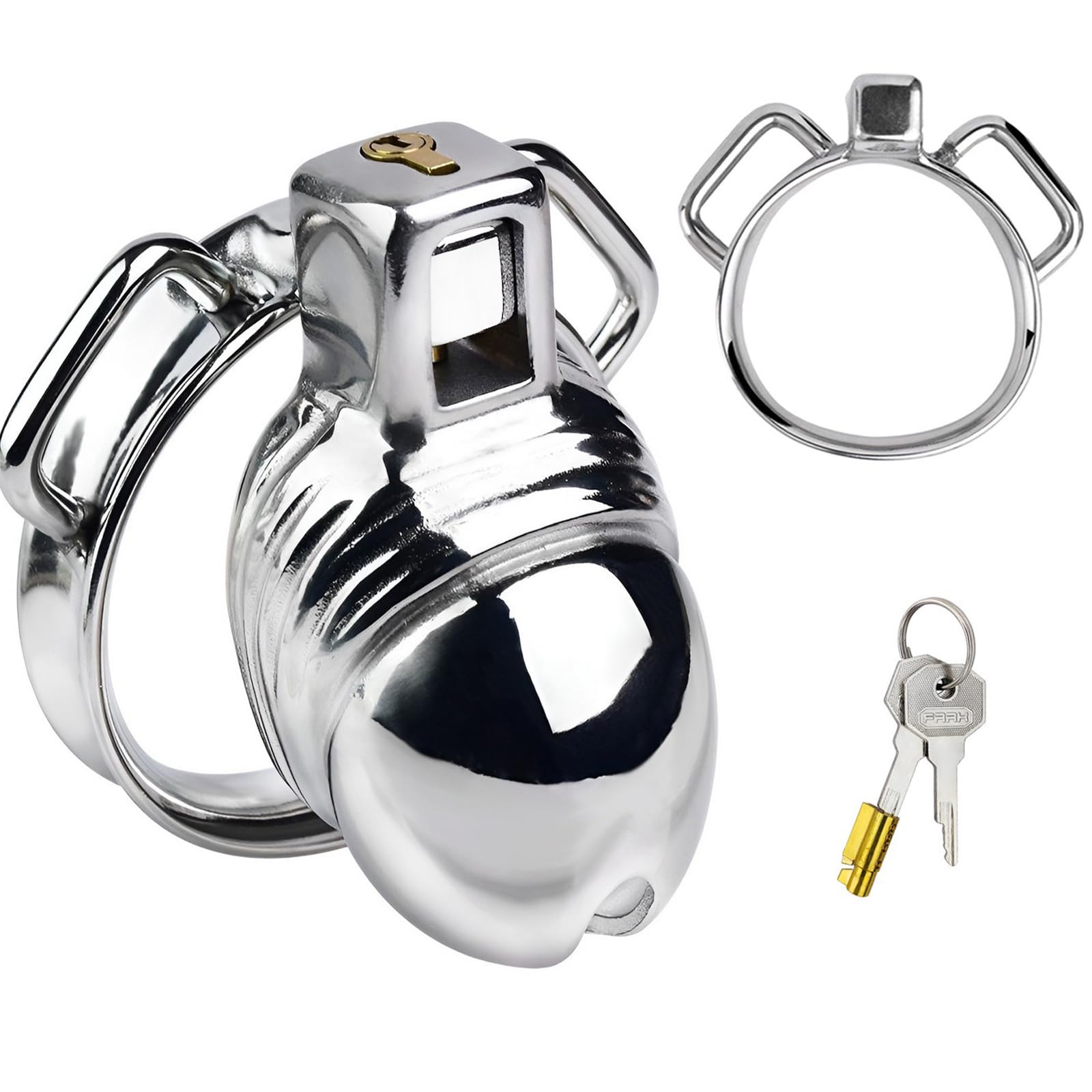 Tangqian Men's One Color Stainless Steel Chastity Cage Chastity Belt With Cock Ring Breathable Small Cock Cage Sm Chastity Bondage Chastity Bdsm Penis Cage Slave Sex Toys For (Size : 50Mm)