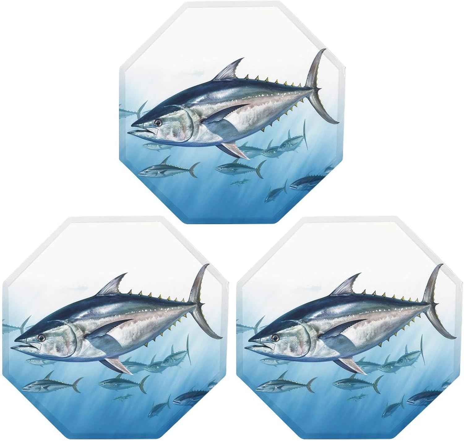 Ctagon Metal Sign for Home, Modern Display Plate for Kitchen, Bluefin Tuna Thunnus Plates Accent Hanging Wall Decorations 3PCS for Living Room, Bedroom, Hallway, Hotel