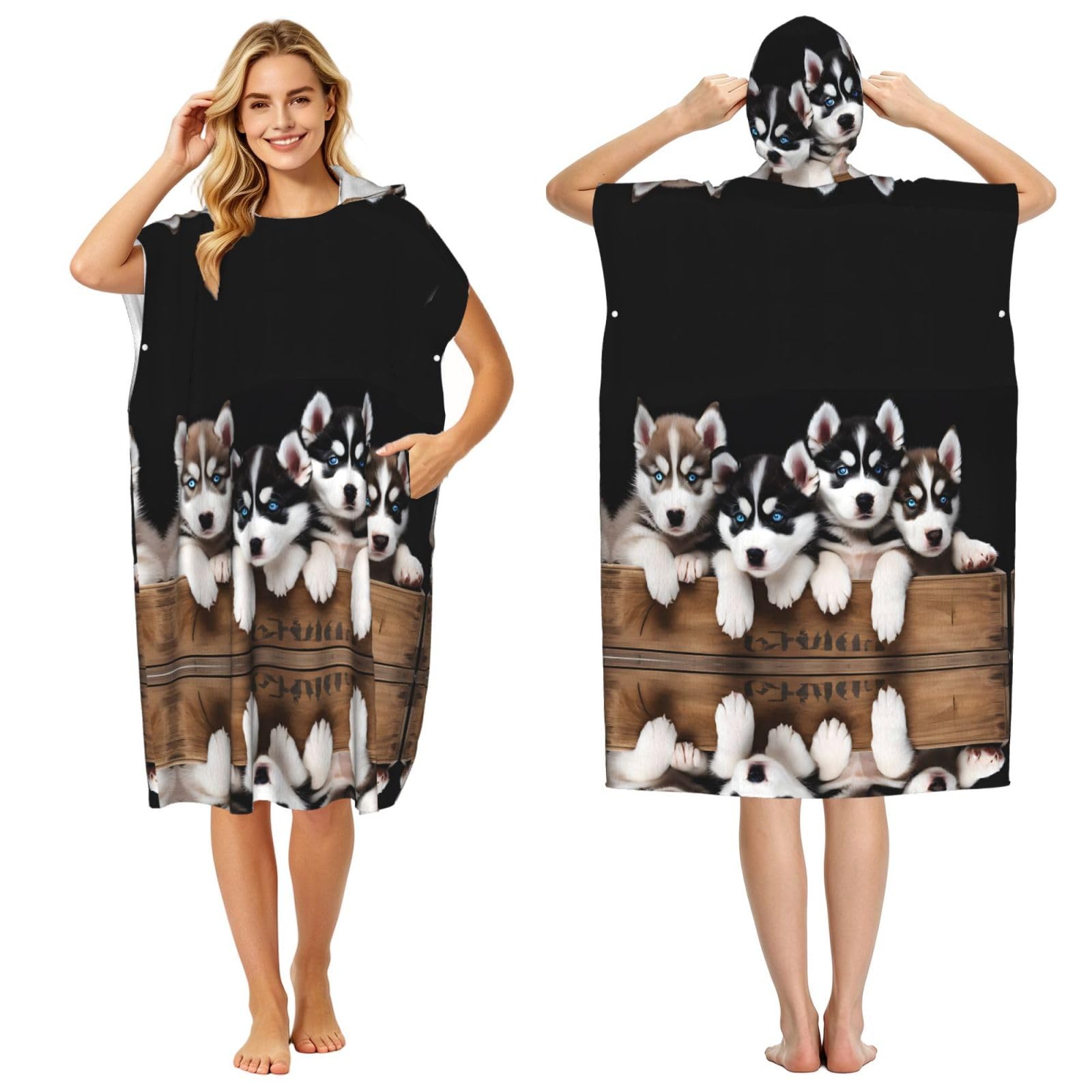 Peignoir à langer serviette de plage adulte avec grand poncho à capuche de natation