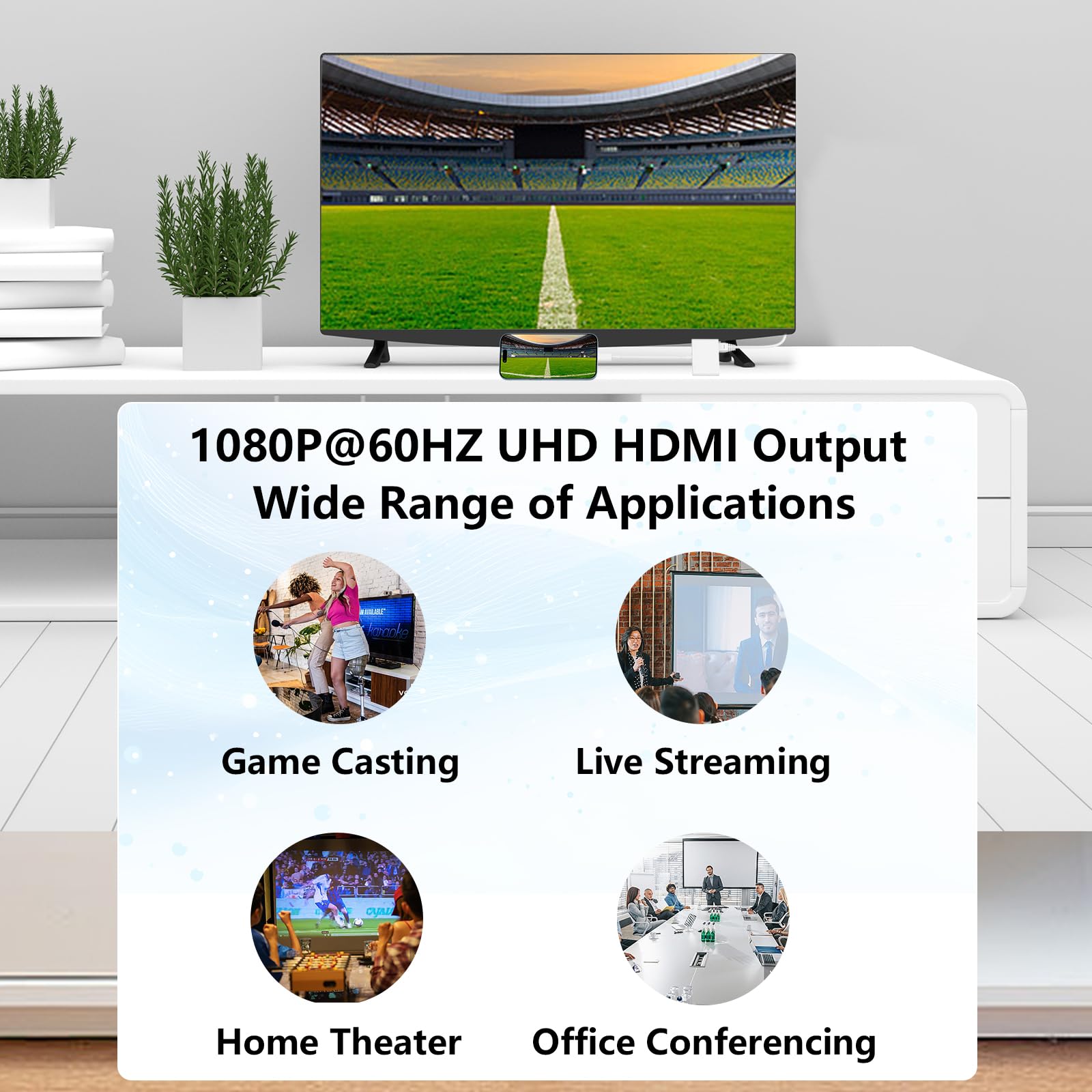 Lightning to HDMI Adapter for iPhone to TV, 1080P 4K@60Hz Video & Audio Sync Screen Converter Digital AV Adapter with Charging Port for iPhone 14 13 12 11 X 8 7 on HDTV/Projector/Monitor — Amazon image 7