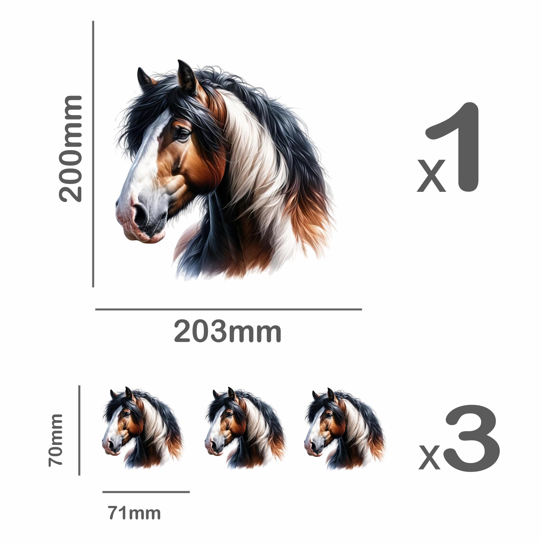 x4 Shire Horse Vinyl Stickers, Vibrant Blackout Waterproof Decals, Multi Purpose 1@ 20cm Tall Ideal for Toilets car - Image 3
