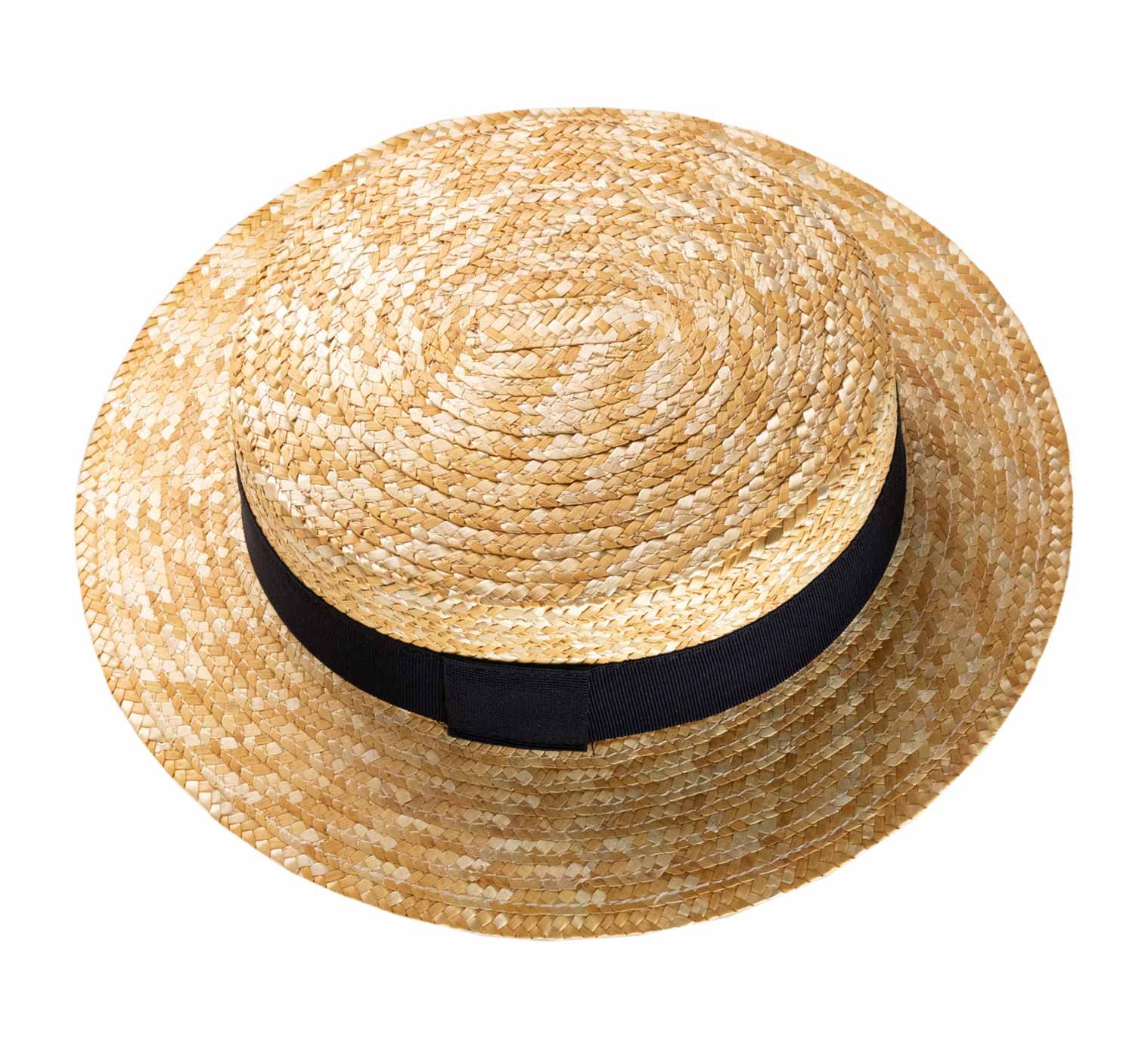 Chapeau canotier Paille Paille Finement tressée Homme ou Femme Guinguette - Taille 61 cm - 117-marine