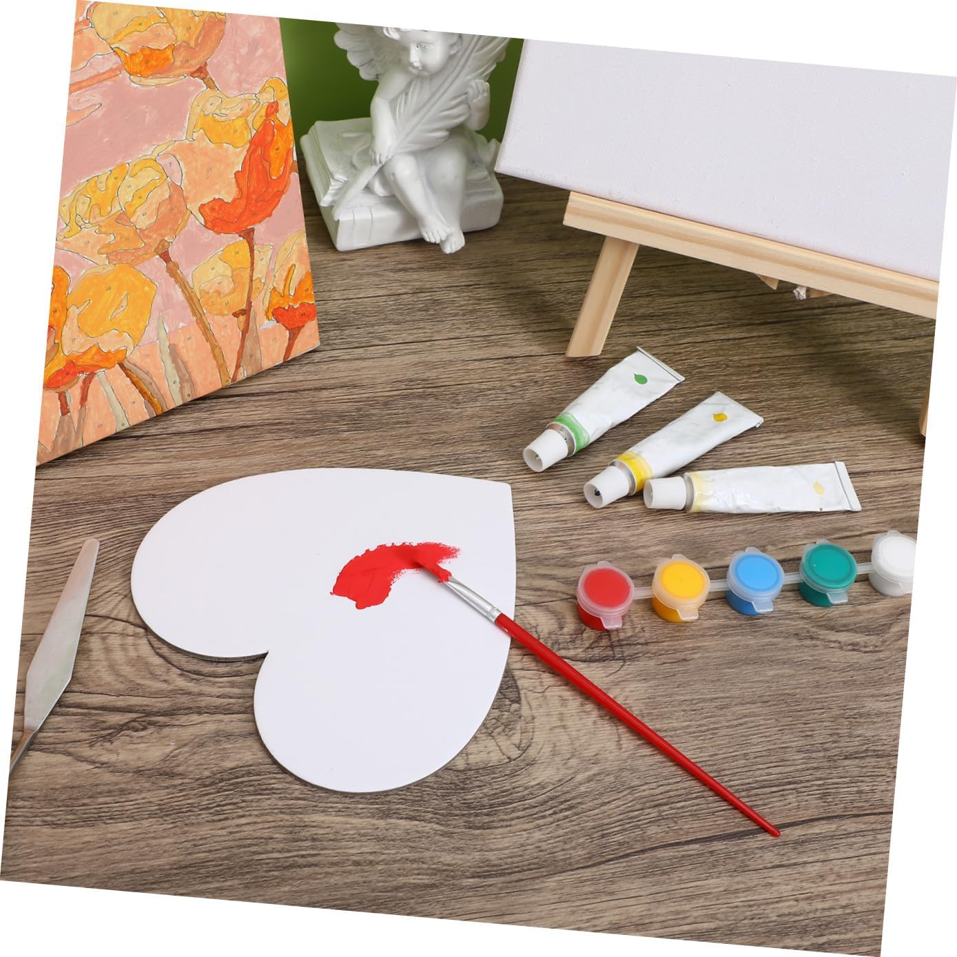 Ciieeo 10 Pcs Painting Heart Shaped Heart Canvas Heart Shaped Plates Panel Boards Heart