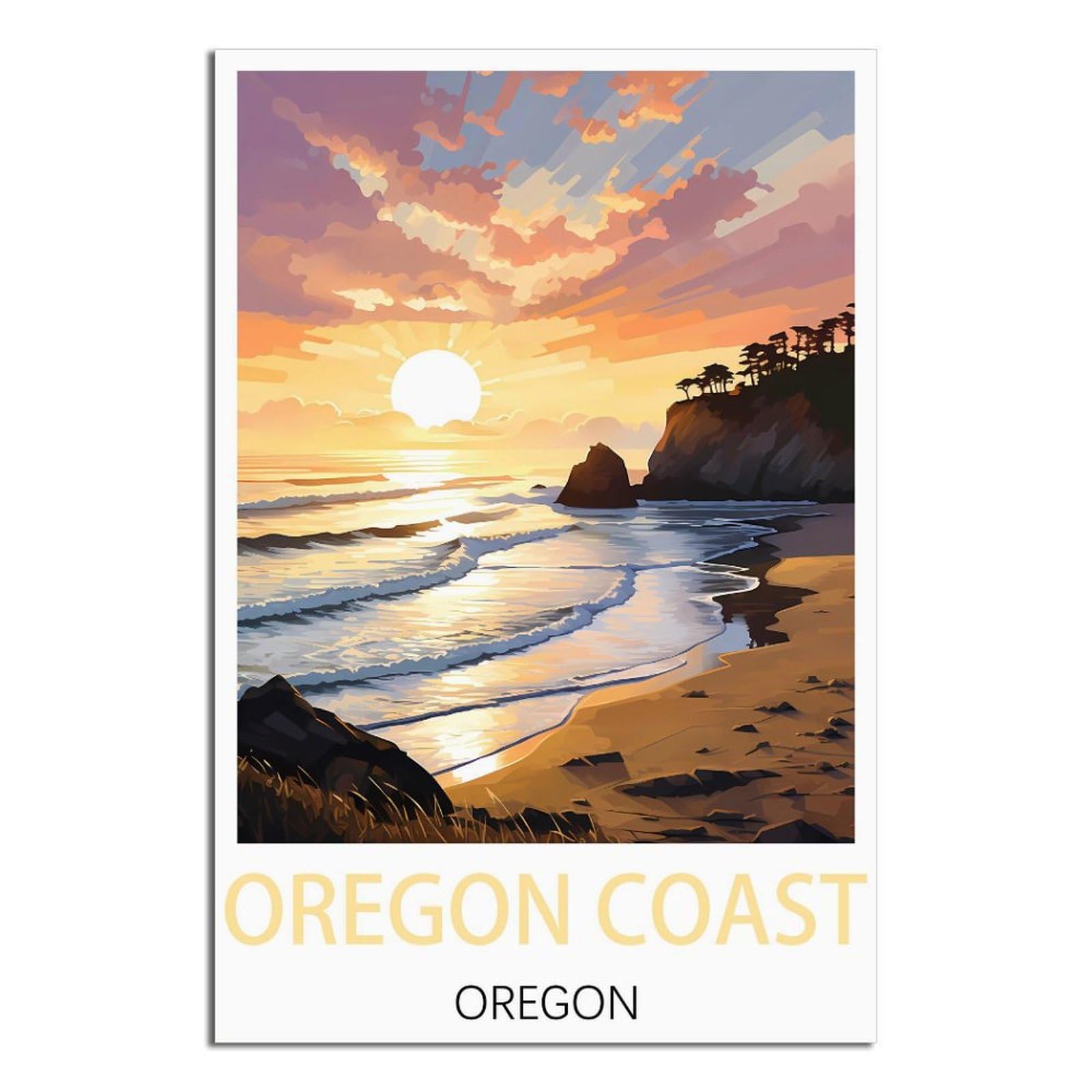 Tin Signs Retro,Oregon Coast Oregon,Wall Art Decorative Plaque Decor for Home Livingroom Bedroom Cafes Coffee Bars Decoration Gifts 20x30cm