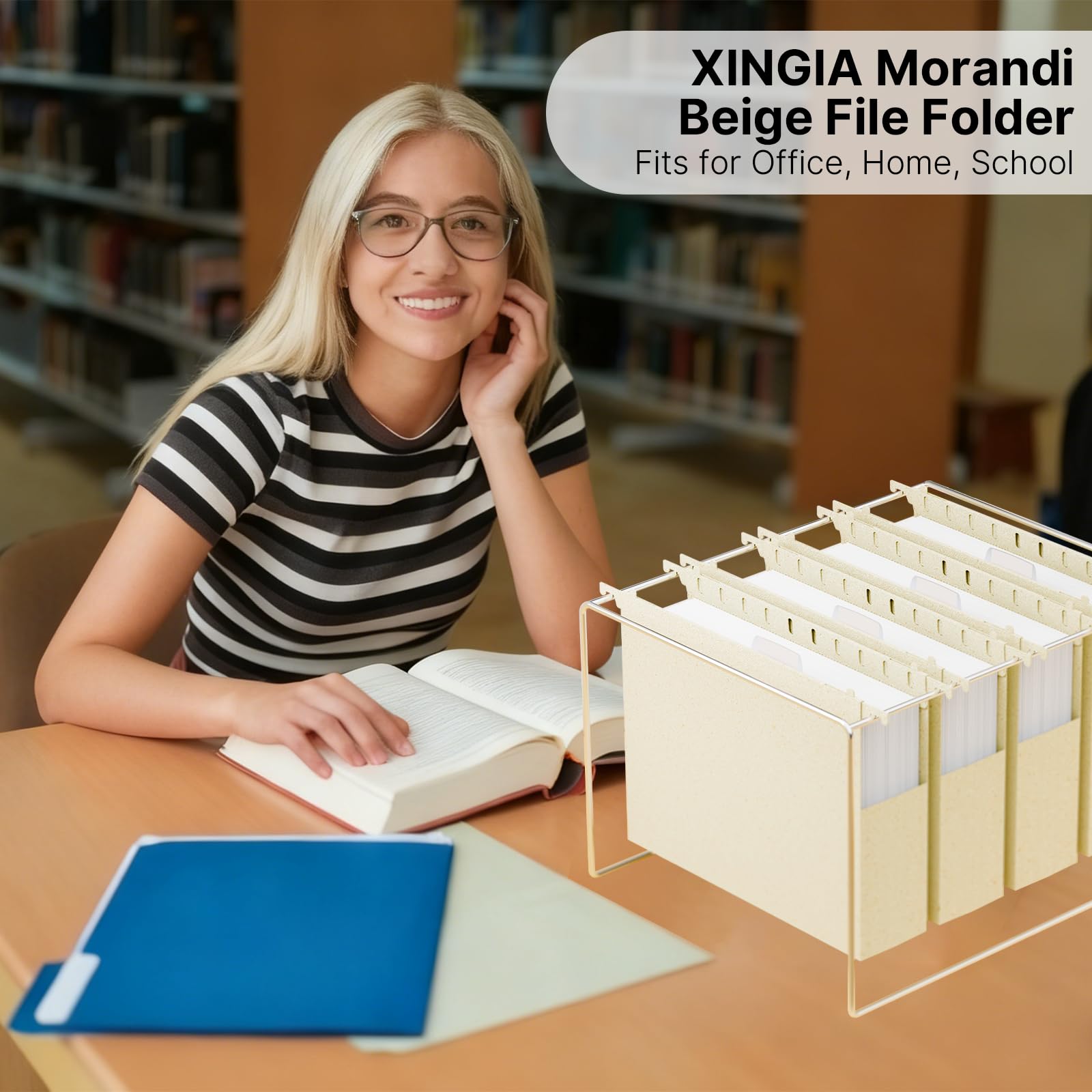 XINGIA Cartelline portadocumenti in plastica di paglia di grano, 5 cm, espandibili, resistenti, con linguetta, confezione da 12 cartelle con linguetta (beige Morandi)