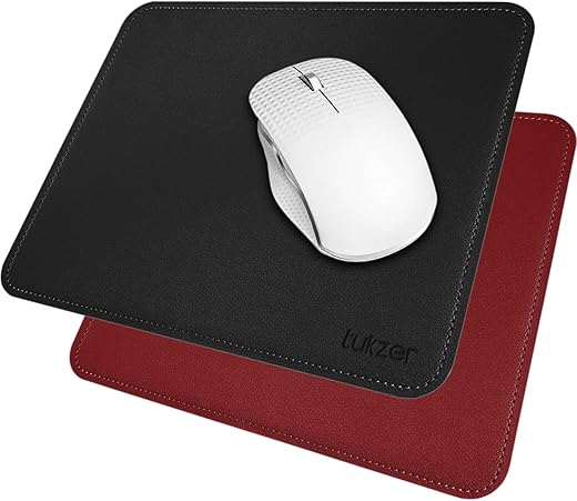 Tukzer Vegan PU Leather Mouse Pad for Laptop Notebook Gaming Computer | Smooth Reversible Dual Color Splash Proof Anti Fray Stitched Edges Anti…