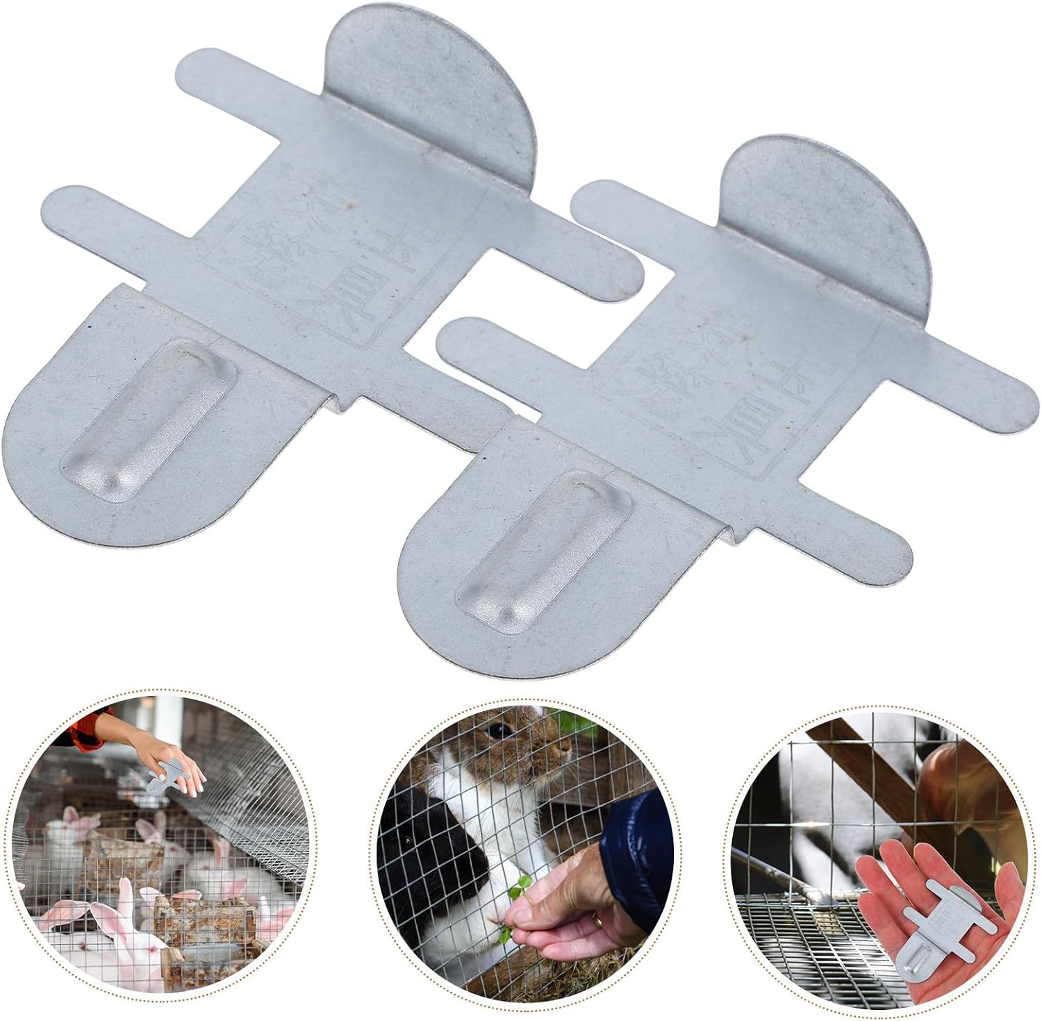 10pcs Rabbit Cage Food Box Clips Stainless Steel Locking Hold | Silver Finish, Adjustable Height, Easy Installation, Secure Fit for Farms and Ranches, Small Animal Pet Use