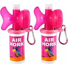 2 Pack 1.4oz Boat Air Horn for Safety, Loud Marine Air Horns Can, Mini Small Blow Fog Bear Horn, Emergency Use for Sporting Events, Boat, Animal Alarm Pink