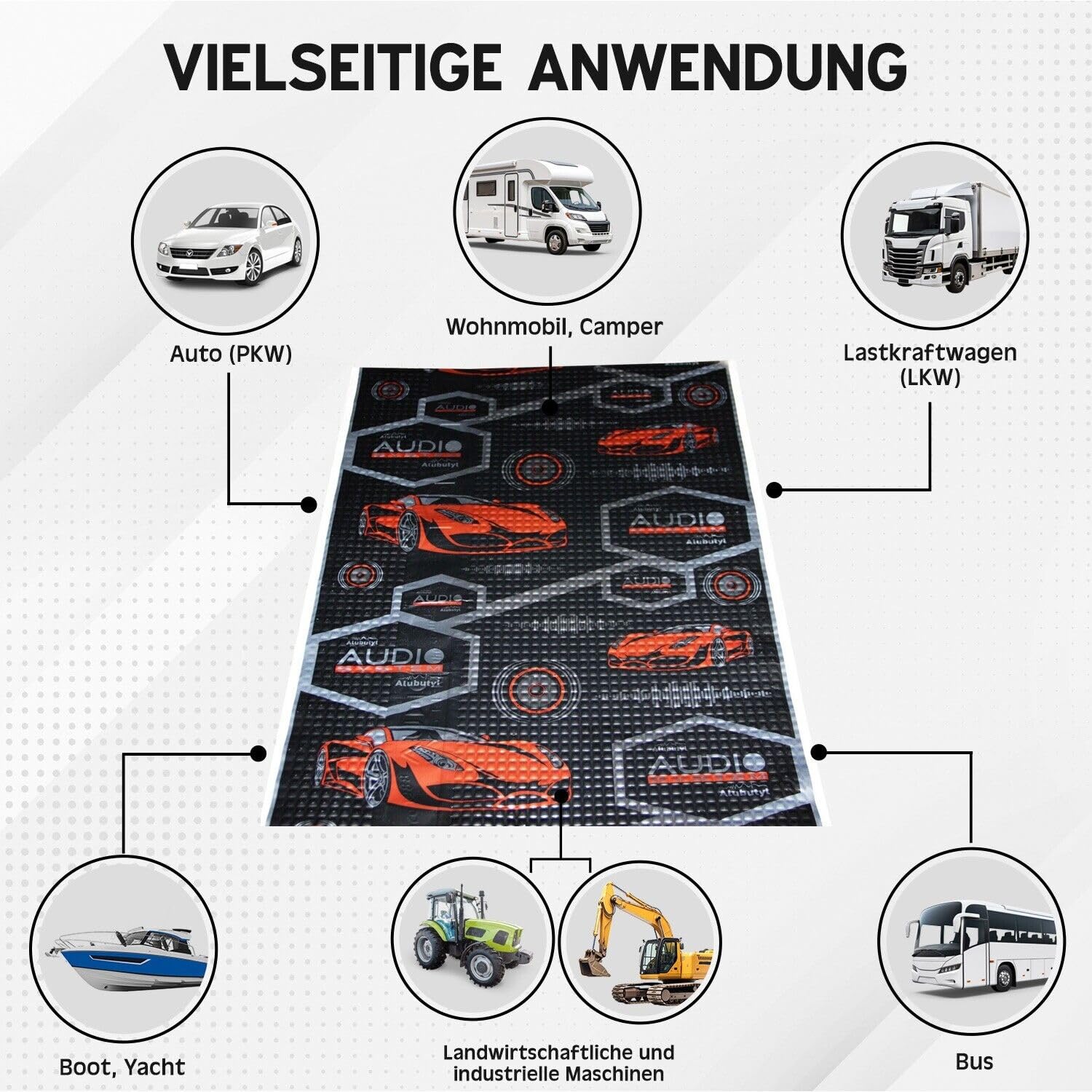 Alubutyl Auto Dämmplatten 50cm x 35cm x 4mm Set von 10 Blätter - 1,75m² Dämmmatten Anti Dröhn Selbstklebende Matten 6,67 kg/m² für Fahrzeugdämmung Dämmung Schalldämmung für Kfz Pkw