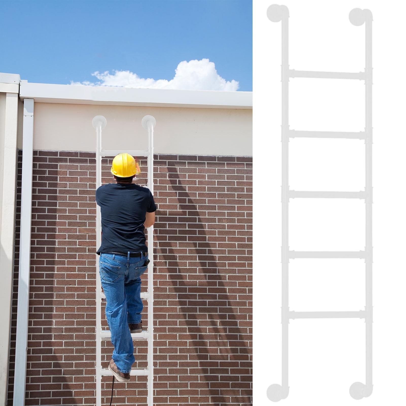 Escalera recta multiusos de metal para montaje en pared de ático y sótano