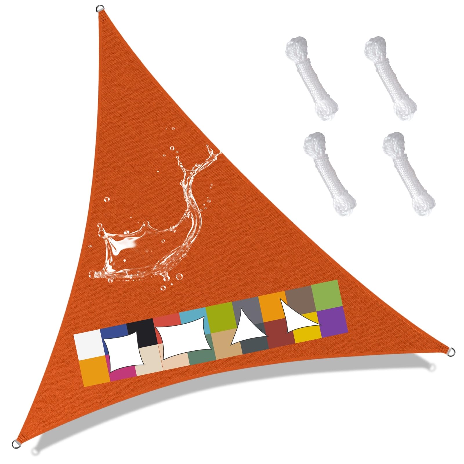 Sun Shade Sail Triangle 6x6x6m Waterproof PES Polyester 98% UV Block Sunscreen Awning Canopy for Outdoor Garden Patio Yard Lawn Party, Orange