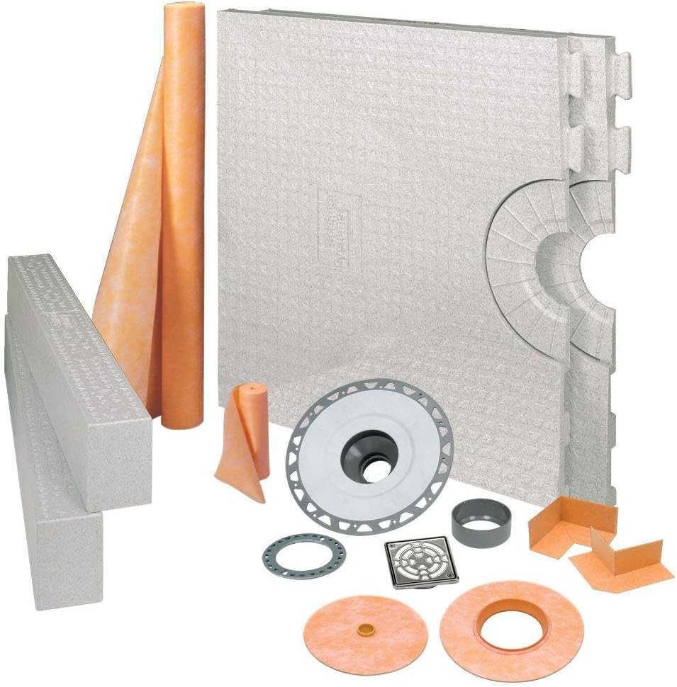 Schluter Kerdi 32-Inch X 60-Inch Shower Kit with Center Stainless Steel PVC Drain
