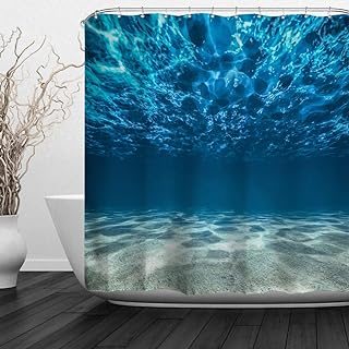 Baccessor Ocean Sea Shower Curtain Tropical Underwater Blue Ocean Water Waves Seascape Bright Sunshine Through Deep Blue Sea View Waterproof Polyester Fabric Shower Curtains,72 x 72 Inch - Buy now