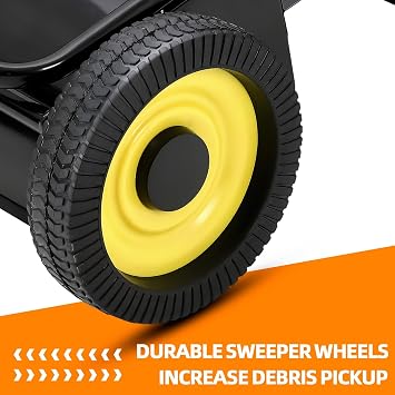 52 Heavy Duty Tow Behind Lawn Sweeper - 26 Cu.ft Hopper, Adjustable Sweeping Height, Pull Behind Yard Sweeper for Leaves, Grass & Debris, Compatible with Riding Mowers, Tractors, ATVs, Black