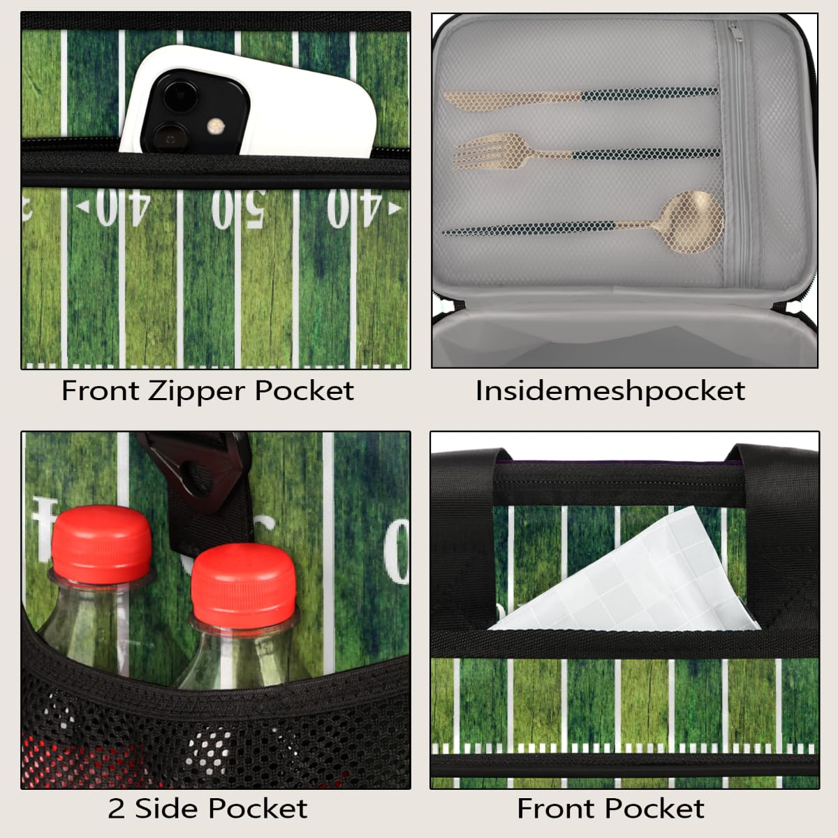 Mexpekil Borsa termica riutilizzabile a prova di perdite, per sport, football americano, picnic, campo da calcio e palla, borsa termica per donne, uomini, lavoro, campeggio, spiaggia, ufficio, 24