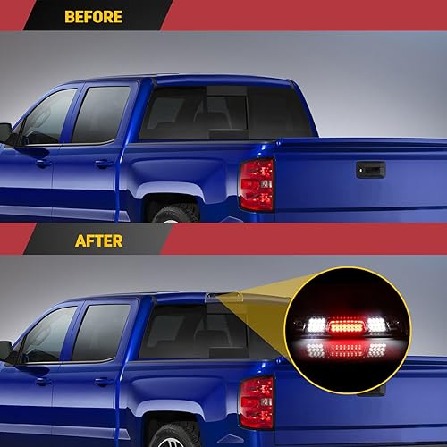 Miniatura 6 de 3 luz de freno para Chevy 2014-2018 para GMC 2014-2018, luz de freno de montaje alto, luz de freno trasera LED de cabina trasera de techo de montaje