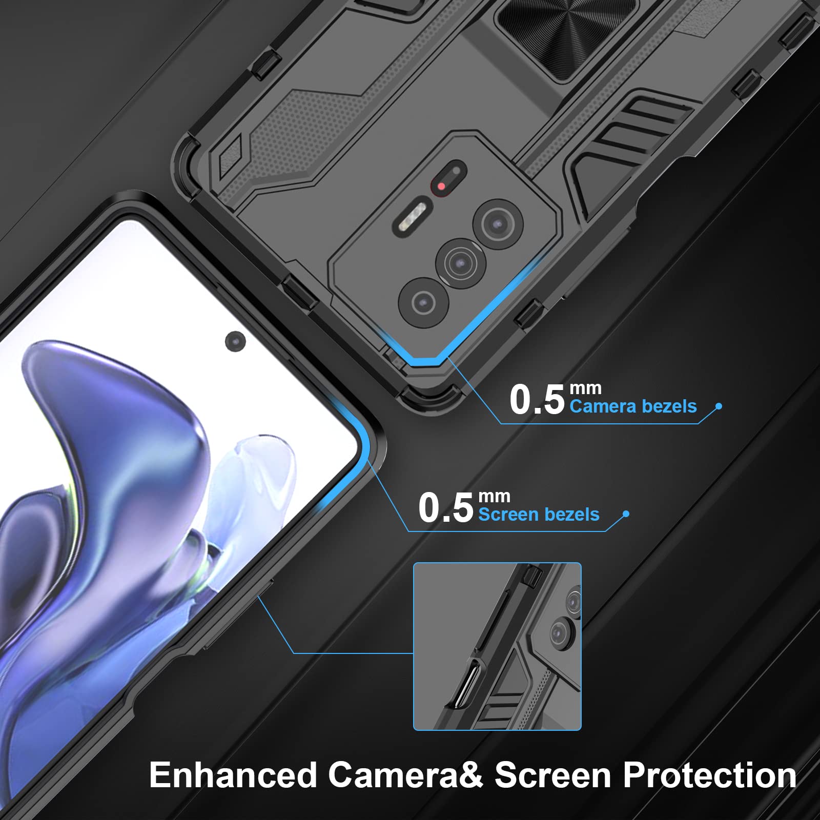 Funda para Xiaomi Redmi Note 15 Pro 5G, Carcasa Antigolpes con Soporte anular metálico, Case Protectora de Grado Militar, Azul — view 702
