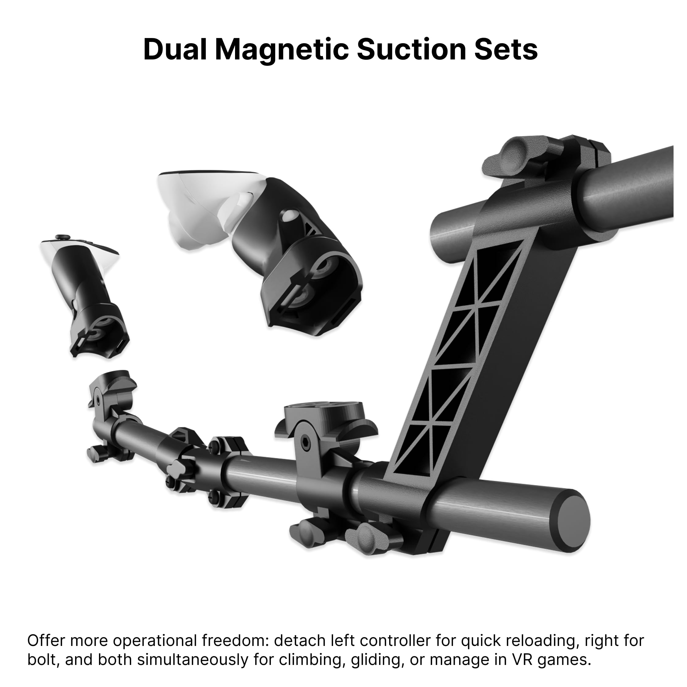 Moginno M3 VR Gun Stock Compatible with Meta/Oculus Quest 3/3S/2/Pro Controller Accessories, Magnetic Gunstock Rifle Adapter with Shoulder Strap, Enhance FPS Games Reality Control Feel, Black - 3