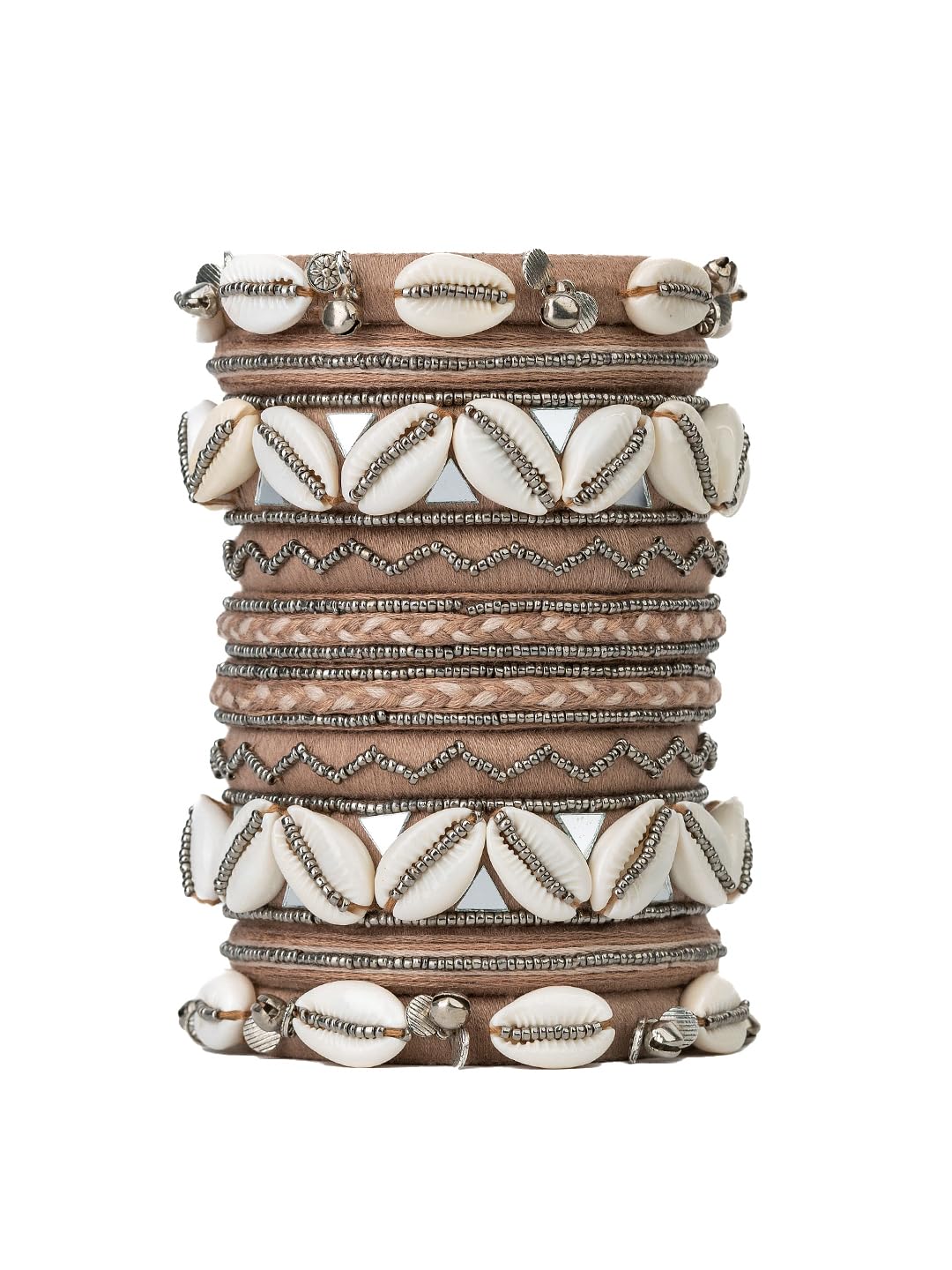 Tanishka silver beaded handstiched shell ghugharu Navratri bangles set For Women & girls Size 2.6 Set of (10 Bangles) (B0DF5W9PHN) Amazon Price History, Amazon Price Tracker