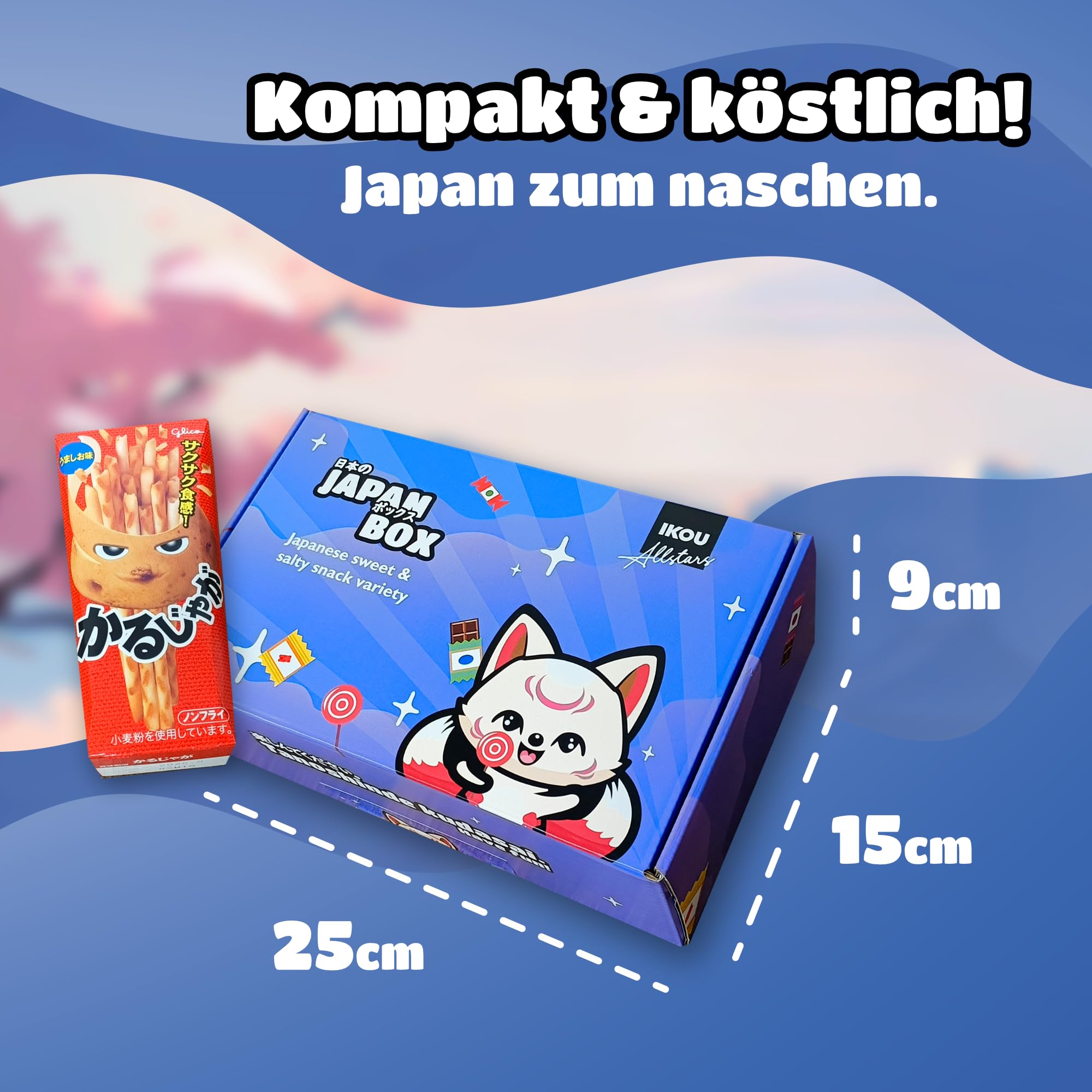IKOU OKASHI Box - Japanische Süssigkeiten & Snacks | Probierbox Geschenkidee mit Schokolade, Chips & Bonbons, inkl. Origami & Sticker!