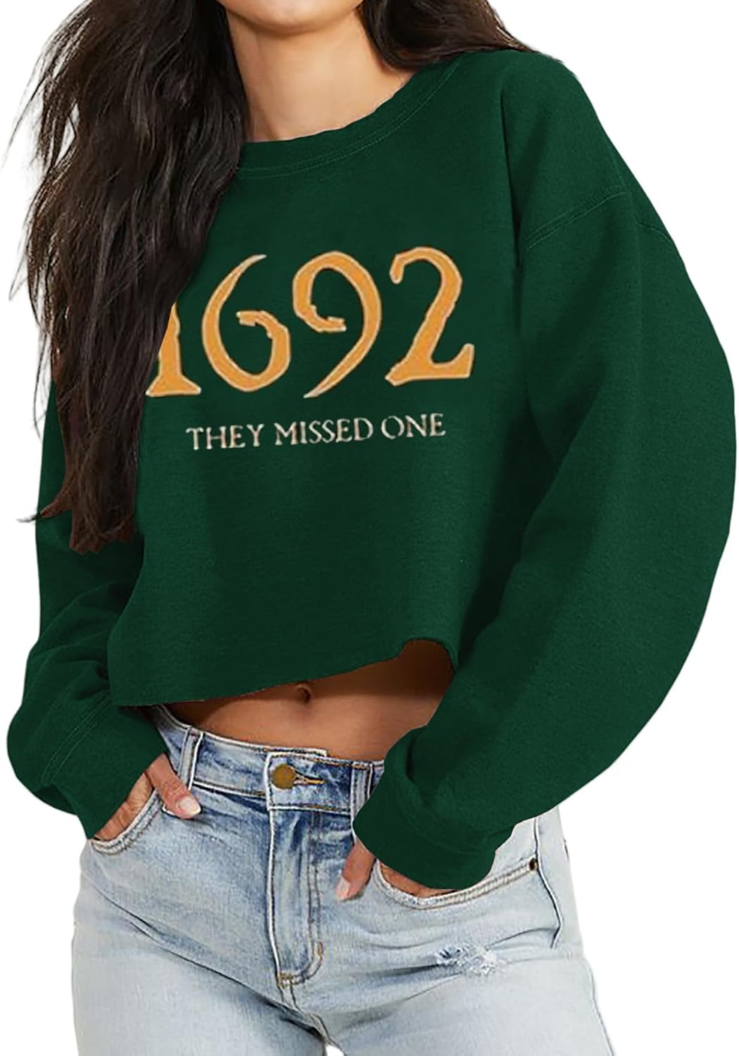 Halloween Crop Top for Women Long Sleeve Fall Casual Crewneck Spooky Season Graphic Ghost Shirt