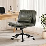 Chaise croix Criss avec roues, chaise de bureau sans bras confortable avec siège large, coussin double-épaisseur, oreiller, ordinateur pivotant réglable Vanité chaise de bureau d'accueil (bleu, avec roues)