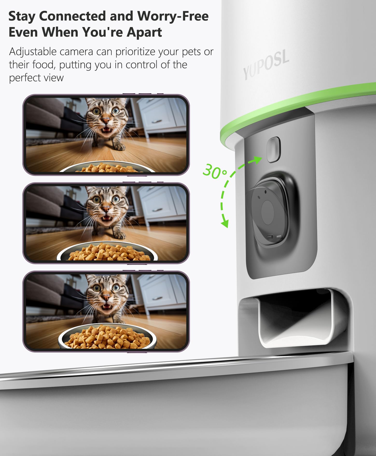 Automatic Cat Feeder with Camera - 5G WiFi Auto Cat Food Dispenser, 1080P HD Video with Night Vision, 1-15 Meals, 1-99 Portions, 2-Way Audio, Keeps Food Fresh, 4L Timed Pet Feeder Also for Dogs view 7