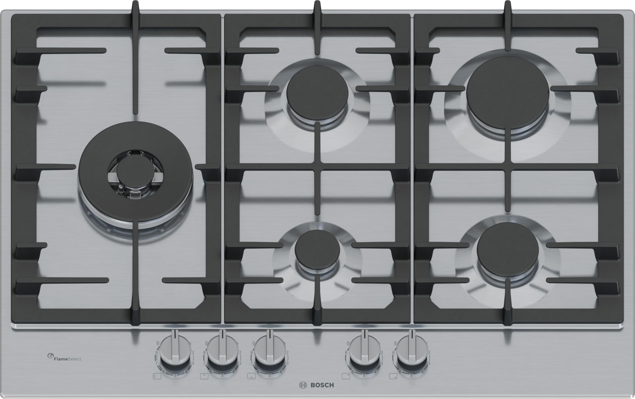 PCS7A5I90 - Piano cottura 5 fuochi gas, 75x52 cm, colore Inox