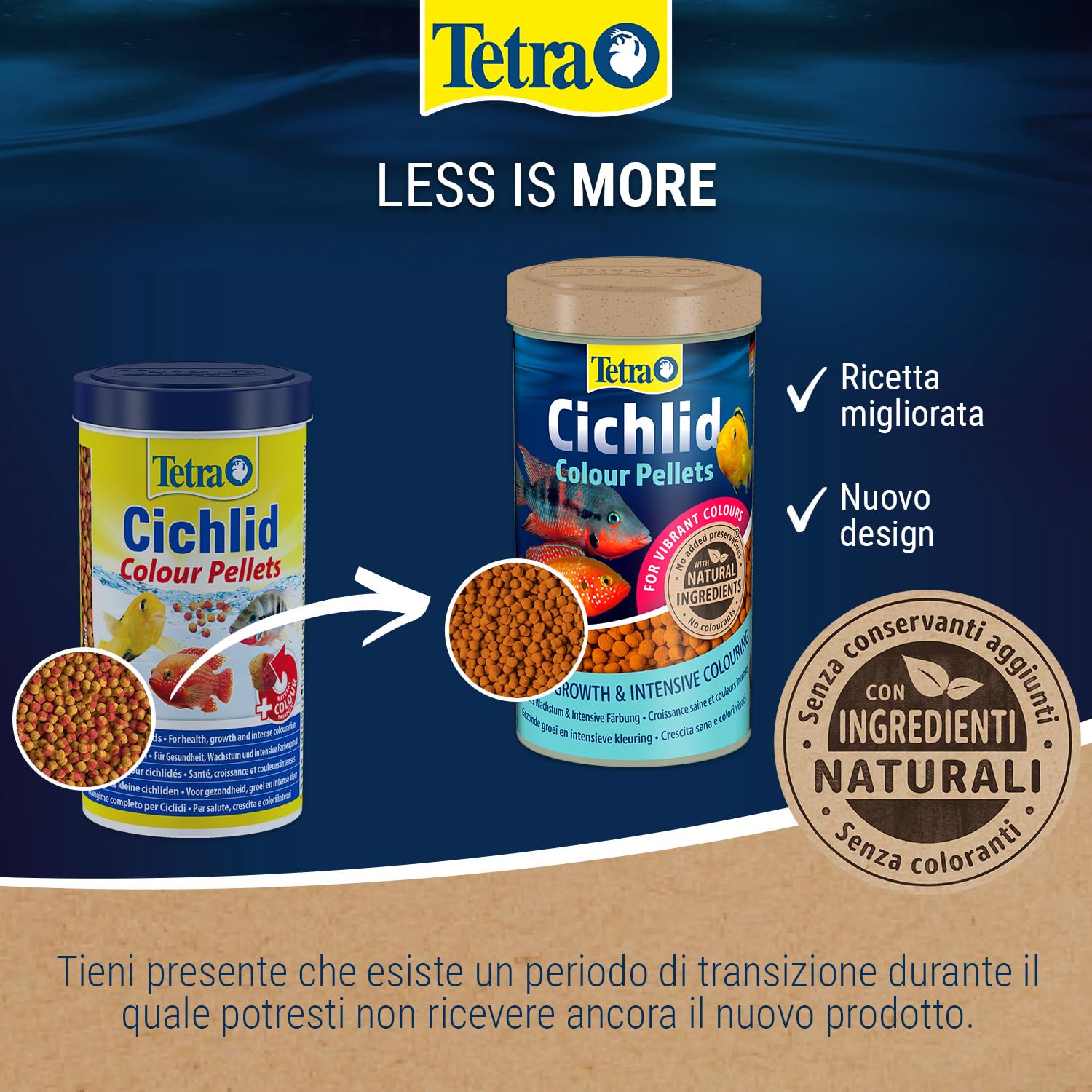 Tetra Cichlid Colour Pellets - Mangime per Pesci dai Colori intensi e Brillanti, in Particolare per ciclidi con colorazione Rossa, Arancione e Gialla, Secchio da 10 L