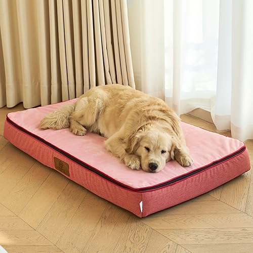 Vista 27 de Cama grande para perros de espuma viscoelástica, camas ortopédicas de 4 pulgadas de grosor para perros grandes, cama impermeable para perros
