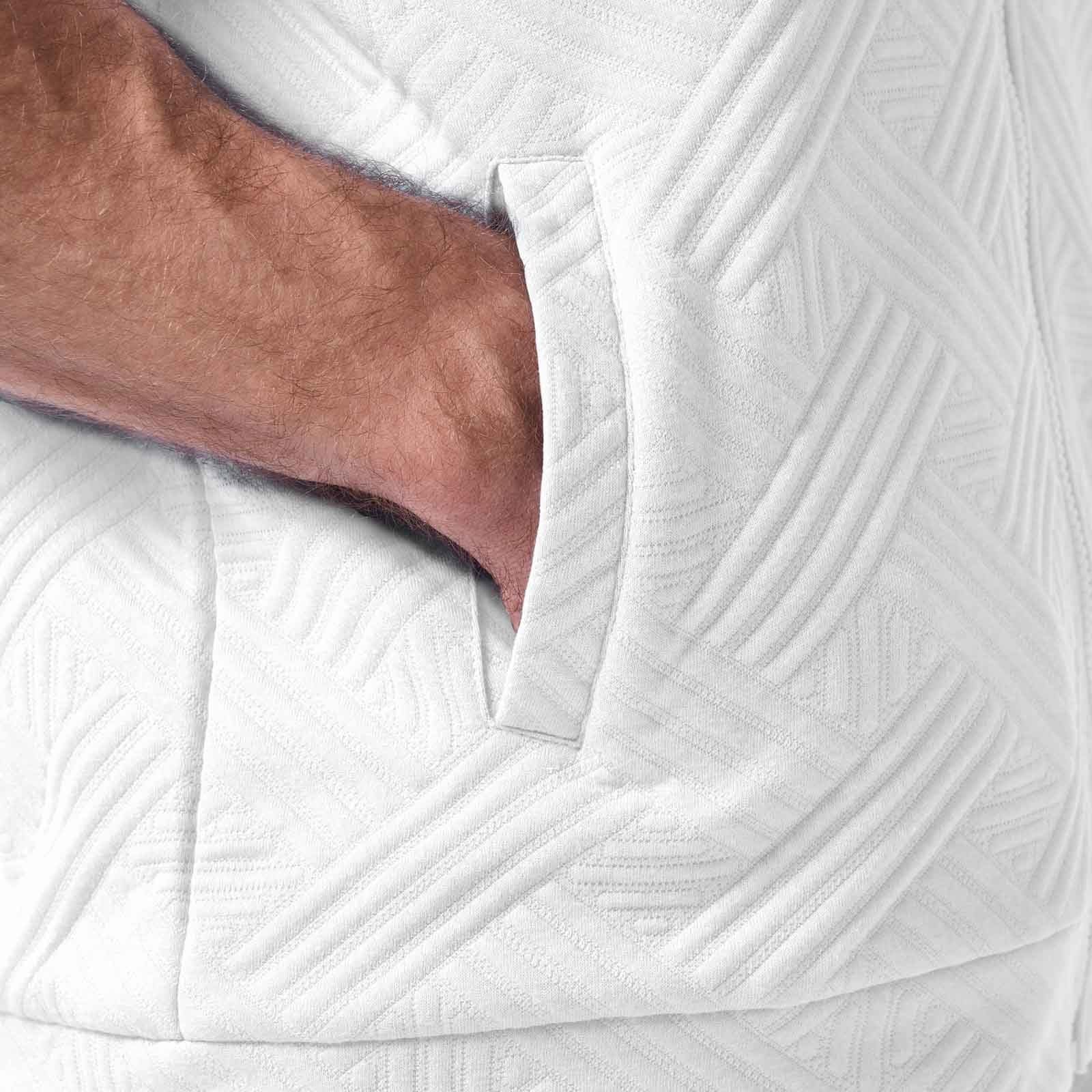 Men's Summer Jacquard Vest Casual Slim Fit Sleeveless Outerwear Lightweight Breathable Pullover for Daily (White, XXXL)