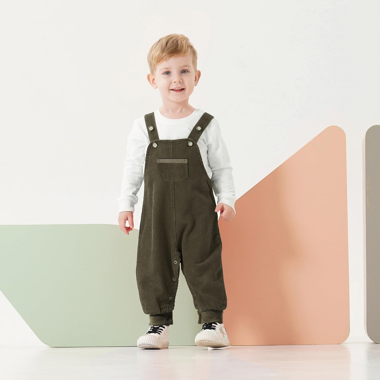 Volunboy Baby Boys Corduroy Overalls Kids Bib Pants Suspender Trousers Toddler Strap Jumpsuit Bottom Outfit - Image 4