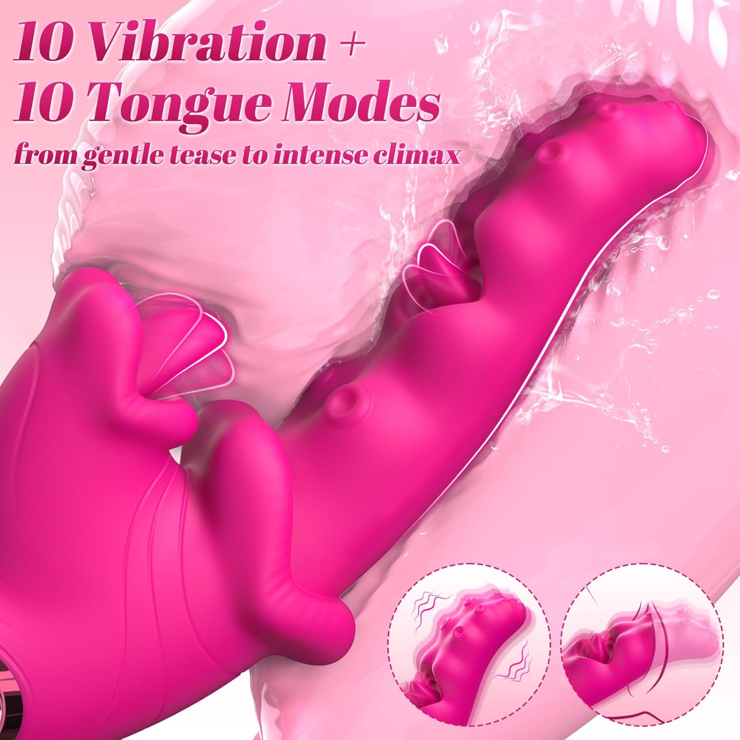 3 in 1 Vibrator Couples Sex Toys for Women, Tuaieu G Spot Dildo with 10 Tongue Licking & Vibrating Adult Toys, Realistic Tongue Vibrator for Women Pleasure Tools for Female